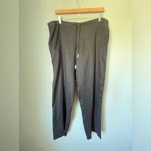 Sauvage California Black Linen Pants Wide Leg XL NWOT Adjustable Waistband